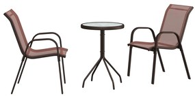 3 részes kerti bistro szett barna textilén és acél