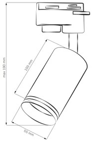 Spotlámpa sínrendszerhez PÁRIZS 6xGU10/10W/230V +2x1 m sín rendszer