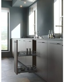 Konyhai fémrács, 300mm, fenéklapra szerelhető, antracit, teljes kihúzás, csillapított záródás, rejtett fióksín, 2 kosár SIGE, Infinity Line 003