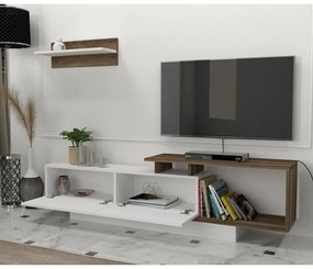 TV szekrény Asos - Fehér, Diós