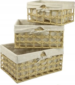 Fonott Kosár Szett Fonott 3DB-OS Tároló Kosár Szett