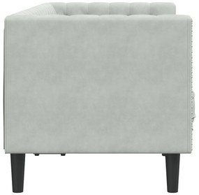 2 személyes világoszöld bársony Chesterfield kanapé párnákkal