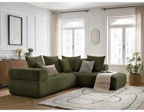 Zöld zsenília sarokkanapé (jobb oldali-L alakú) Whesley – Bobochic Paris
