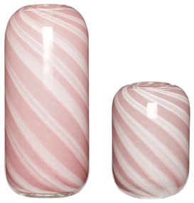 Candy 2 db-os rózsaszín-fehér üveg váza szett - Hübsch