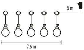 LED Kültéri dekoratív lánc 20xLED/12,6m IP44 meleg fehér