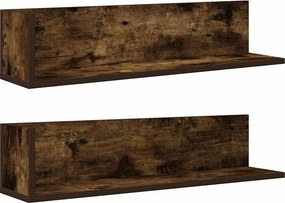 vidaXL 2 db füstös tölgy színű szerelt fa fali polc 75 x 16,5 x 16,5cm
