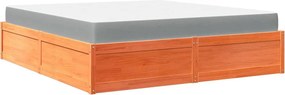vidaXL viaszbarna tömör fenyőfa ágy matraccal 180 x 200 cm