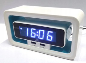 Jól Olvasható Fehér Kék Led Ébresztőóra Xonix 723 Két Usb Port Riasztás