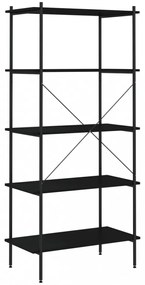 fekete 5 szintes polcrendszer 80x40x163 cm