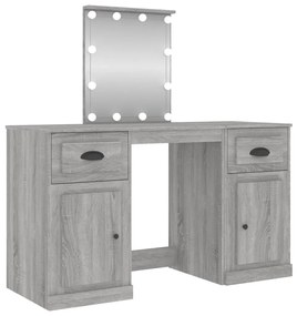 szürke sonoma színű fésülködőasztal LED-del 130x50x132,5 cm