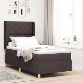 Boxspring Ágy Matrac Kétszemélyes Sötétbarna 90x200 cm Szövet