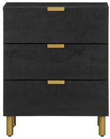 Fekete tömör szerelt fa éjjeliszekrény 50 x 33 x 62 cm