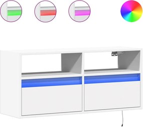 vidaXL fehér falra szerelhető TV-szekrény LED-lámpákkal 100x31x45 cm