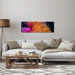 Absztrakciós kép (órával) (90x30 cm)