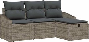 vidaXL Kanapé Szett párnával tárolóval 4 pcs Szürke polirattan
