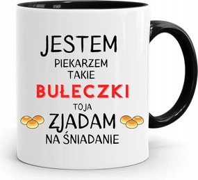 Bögre Fekete Ajándék Péknek Ilyen Zsemlék fényképes nyomtatással