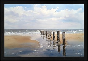 Poszter Keret Fa Tengerpart Cölöpök Hullámtörő Balti Természet 60x40