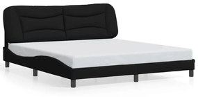 fekete szövet ágykeret LED-es matrac nélkül 180 x 200 cm