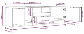 betonszürke szerelt fa TV-szekrény 140x35x40 cm