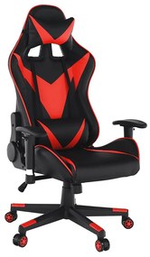 Irodai/gamer szék Bluetooth hangszórókkal, fekete/piros, CARPI