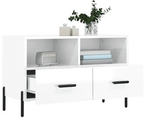 fehér magasfényű szerelt fa TV-szekrény 80x36x50 cm