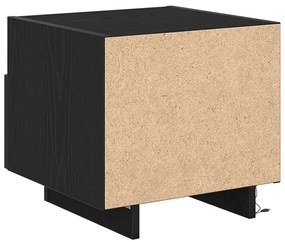 Éjjeli Asztal LED Fényekkel Fekete Tölgy 40x39x37 cm