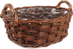 Ovális Fonott Virágtartó Kosár Fóliával 41x31x15/19 cm
