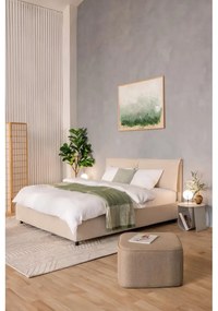 Bézs kárpitozott ágyneműtartós franciaágy ágyráccsal 160x200 cm Myra Pillow – Bonami Selection