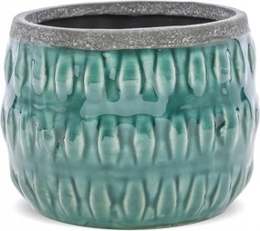 Virágtartó Türkiz 10x12cm Zöld Fedél 15 Mázas
