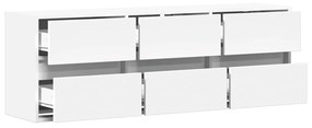 fehér falra szerelhető TV-szekrény LED-lámpákkal 130x31x45 cm