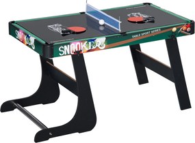 HOMCOM 6 az 1-ben Összecsukható Multijáték Asztal 7+ Éves Gyerekeknek - Biliárd, Fussball, Ping Pong, Gyűrűdobó, Légies Hockey, Jég Hockey - 118x104x7