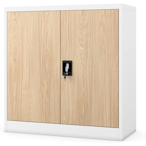 Alacsony fém irattartó szekrény BEATA, 900 x 930 x 400 mm, Eco Design: fehér/ sonoma tölgy