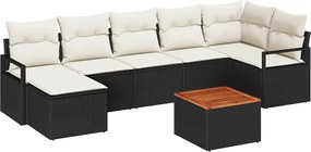 vidaXL Kerti Kanapé Szett párnával 8 pcs Fekete polirattan