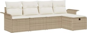 vidaXL Kerti Kanapé Szett párnával 5 pcs Beige és krém polirattan