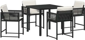 vidaXL Kert étkező szett 5 pcs Fekete polirattan