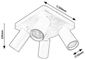 Rabalux 73084 - YORLI spotlámpa 4xGU10/7W/230V fekete