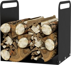 Outsunny Fatároló 36.5 x 30 x 36 cm Fogantyúval, Belső és Külső Használatra, Maximum 30 kg, Acél, Fekete | Aosom