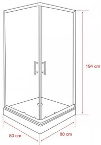 Spirit Clear 80x80 cm szögletes zuhanykabin, zuhanytálcával fekete