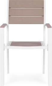 Kerti szék, MultiGarden YC-051KD-4-5, fehér/szürke, 54,5 x 52 x 89 cm, acél keret, HDPE ülő- és háttámla, 150 kg teherbírás, 2 db-os szett