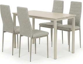 4 személyes étkezőszett szürke székekkel, krémszínű asztallal, asztal méret: 110x70x75cm, ASE-1039 CRM2