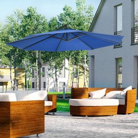Outsunny Offset Oktogonális Összecsukható 3m Átmérőjű Kerti Napernyő Keresztalappal Kék Színben | Aosom