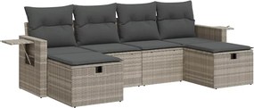 vidaXL 6 részes világosszürke polyrattan kerti ülőgarnitúra párnákkal