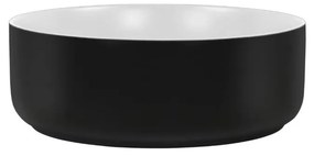 Eros SIMPLE 8 - PULTRA ültethető - Top Counter - porcelán mosdó- MATT FEKETE/FEHÉR - 36 x 36 x 13 cm
