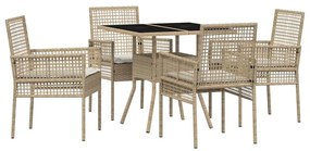 vidaXL Kert étkező szett 5 pcs Bézs polirattan