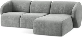 Szürke zsenília sarokkanapé (jobb oldali-heverő résszel) Lani – Makamii