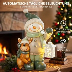 HOMCOM Hóember figura 43 cm MGO-ból LED lámpával és időzítővel, bejárathoz és ajtóhoz