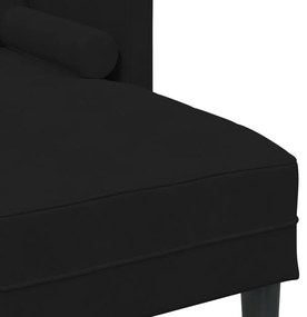 3-fős kanapé chaise longue - L alakú, fekete, 160 cm bársony