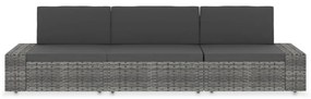vidaXL 3 személyes szürke elemes polyrattan kanapé