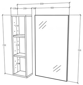 Lucia Fürdőszobai tükrösszekrény MDF előlappal, védőbevonattal Fehér N