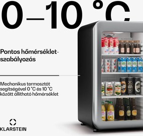 Klarstein Audrey Evo italhűtő, Rretro kivitel, üvegajtó, 113 L, EEK C